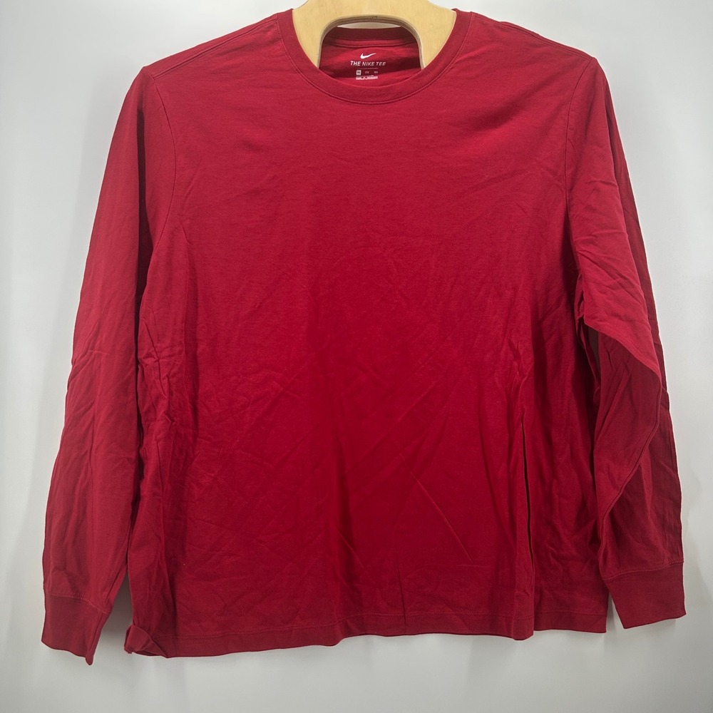 Nike T-Shirt Mens 3XL Red Long Sleeve Cotton Crew Neck Athletic Basic Tee
